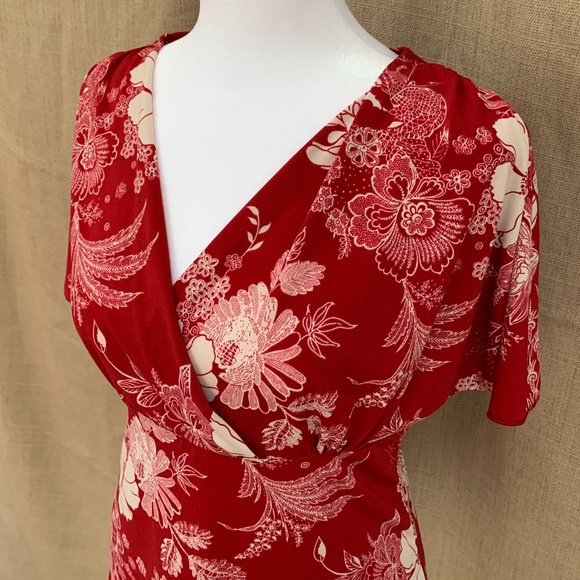 SOLD PERSEPTION CONCEPT Floral Wrap Flutter Sleeve Top Blouse - Picture 2 of 12